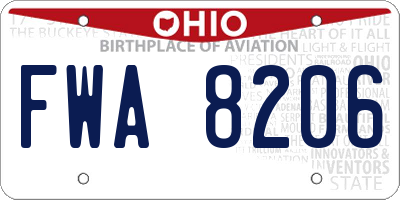 OH license plate FWA8206