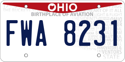 OH license plate FWA8231
