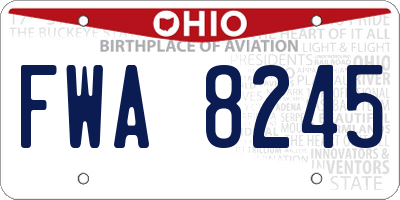 OH license plate FWA8245