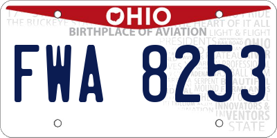 OH license plate FWA8253