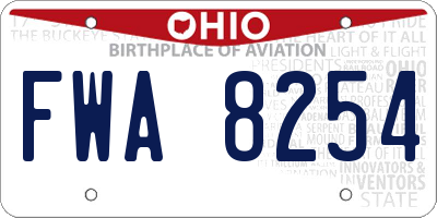 OH license plate FWA8254