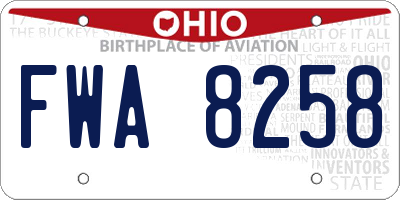 OH license plate FWA8258