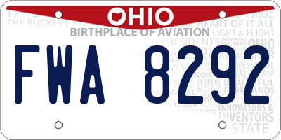 OH license plate FWA8292