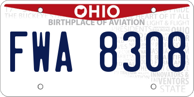 OH license plate FWA8308