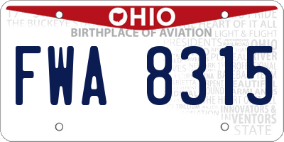 OH license plate FWA8315