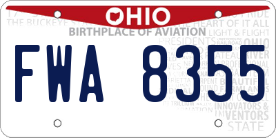 OH license plate FWA8355