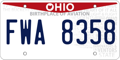OH license plate FWA8358