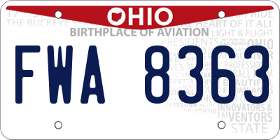 OH license plate FWA8363