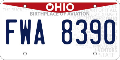OH license plate FWA8390