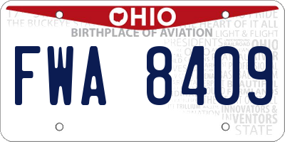 OH license plate FWA8409