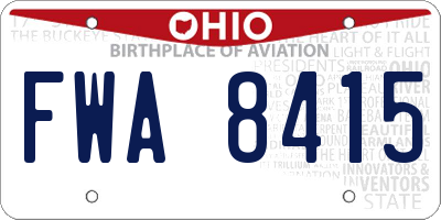 OH license plate FWA8415
