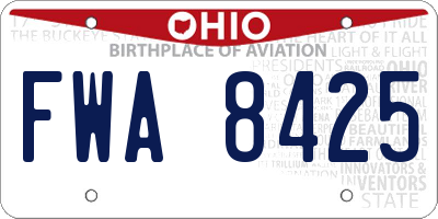 OH license plate FWA8425