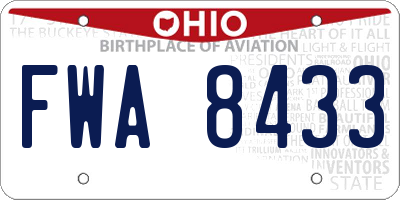 OH license plate FWA8433