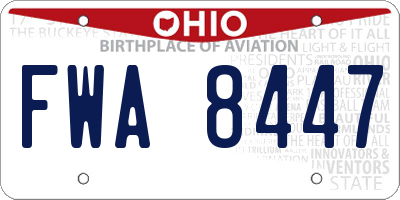 OH license plate FWA8447