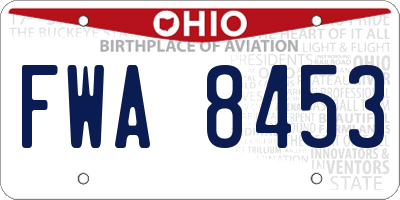 OH license plate FWA8453