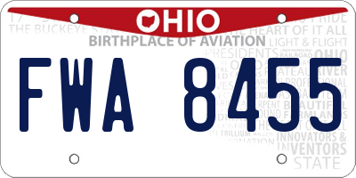 OH license plate FWA8455