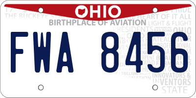 OH license plate FWA8456
