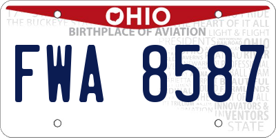 OH license plate FWA8587
