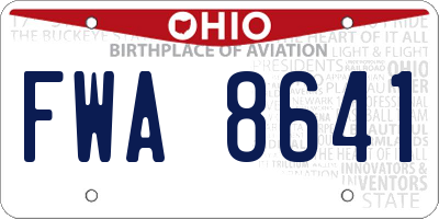 OH license plate FWA8641