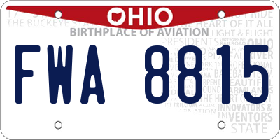 OH license plate FWA8815