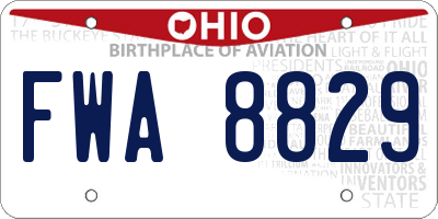 OH license plate FWA8829