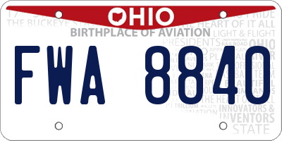 OH license plate FWA8840