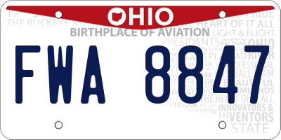 OH license plate FWA8847