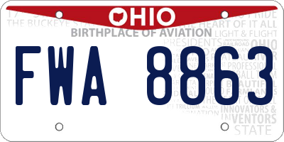 OH license plate FWA8863