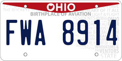 OH license plate FWA8914