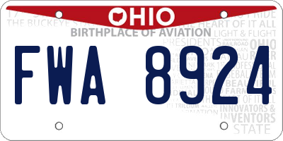 OH license plate FWA8924