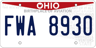 OH license plate FWA8930