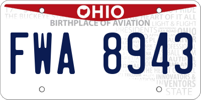 OH license plate FWA8943