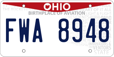 OH license plate FWA8948