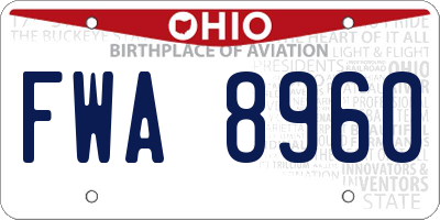 OH license plate FWA8960