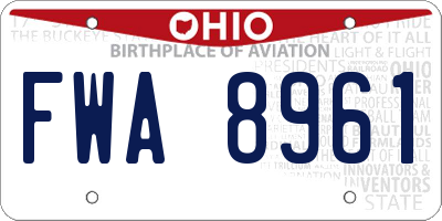 OH license plate FWA8961