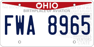 OH license plate FWA8965