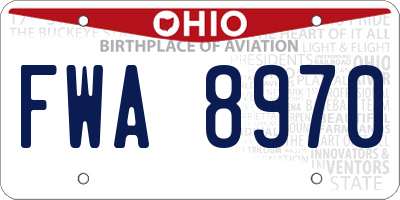 OH license plate FWA8970