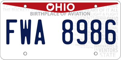 OH license plate FWA8986