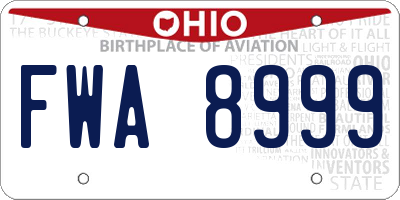 OH license plate FWA8999