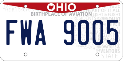 OH license plate FWA9005
