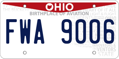 OH license plate FWA9006