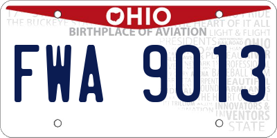 OH license plate FWA9013