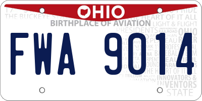 OH license plate FWA9014