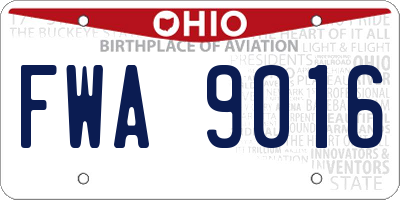 OH license plate FWA9016
