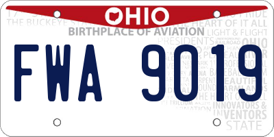 OH license plate FWA9019