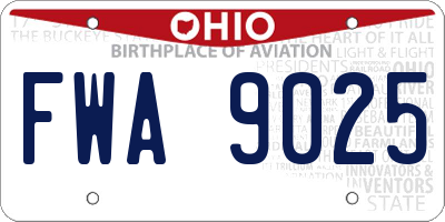 OH license plate FWA9025