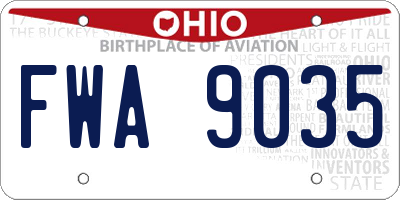 OH license plate FWA9035