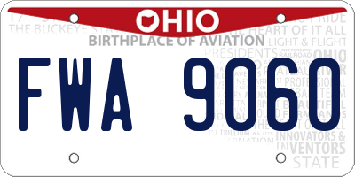 OH license plate FWA9060