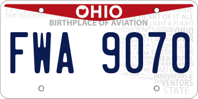 OH license plate FWA9070