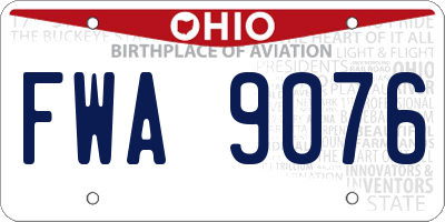 OH license plate FWA9076